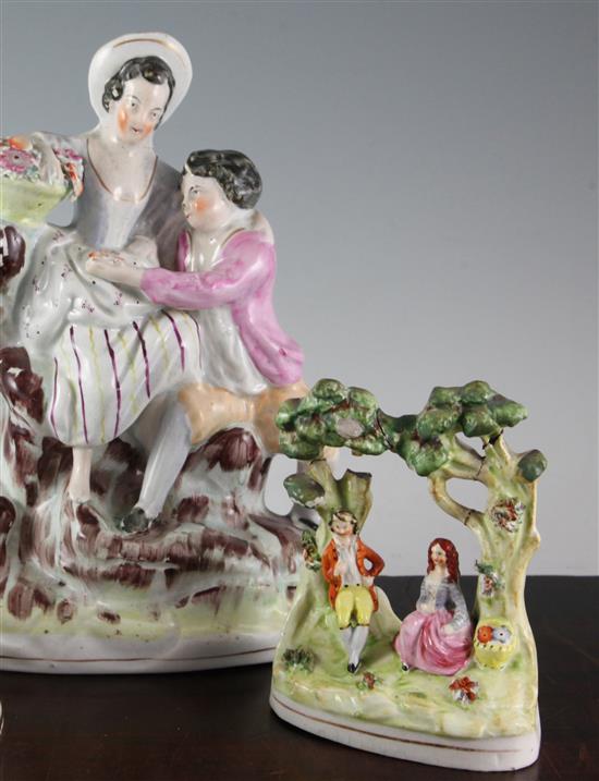 Two Staffordshire pottery groups, 15cm - 26cm